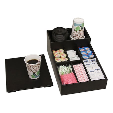 Dacasso Black Leatherette Coffee Condiment Organizer AG-1328